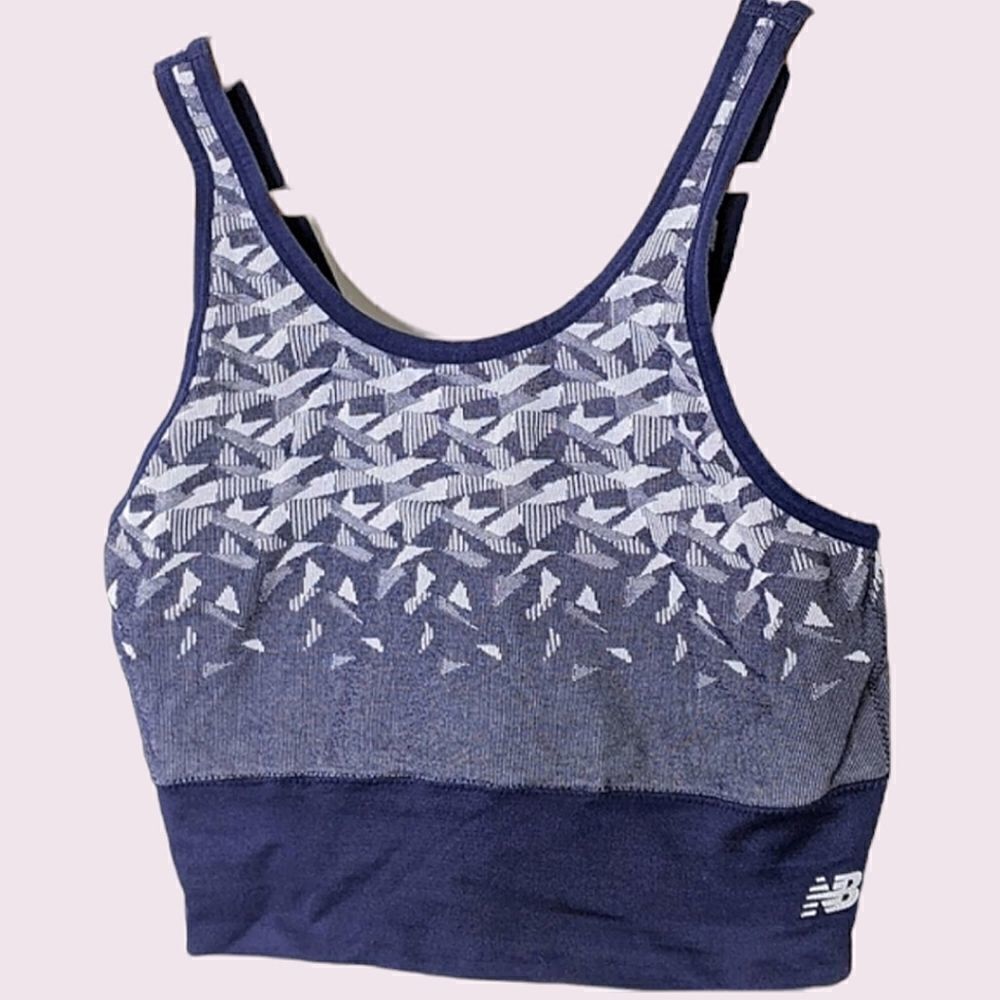New Balance Navy & Grey Pullover Scoop Neck Stretch Sports Bra size L